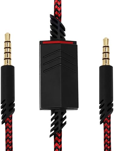 Knomix Replacement Nylon Braided Audio Cord Cable for Astro A40 Headset with Inline Mute Button Audio Cable for Astro A10/A40/A40TR Gaming Headset,Compatible with PS5/PS4 Controller- Red Braided