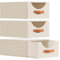 Homsorout Large Stackable Storage Bins - Fabric Pull-out Closet Shelf Organizer, Linen Closet Organizers and Storage, Decorative Storage Boxes for Bedroom, Office, Dorm, 3 Pack, Beige