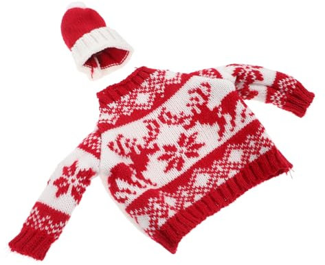ABOOFAN Novelty Knitted Wine Bottle Cover and Snowman Hat Christmas Table Decor Wear-Resistant Sweater Outfit for Wine Bottles for Holiday Parties