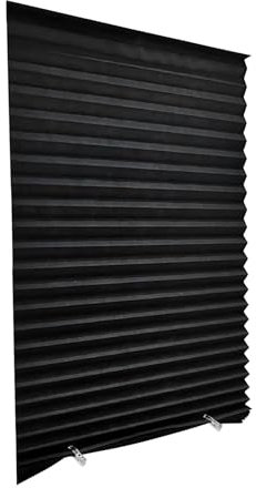 Rollo für Fenster Plissee ohne Bohren Montage Faltrollo Plisseerollo innen lichtdurchlässig Sonnenschutz für gängige Fenster Dachfenster Balkontüren Jalousie für Fenster 60x150cm Schwarz