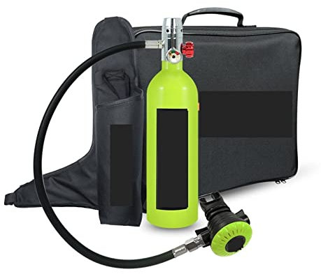 NGBFF Bouteille de Plongée, 1L Cylindre De Plongée Sauvetage d'urgence Respirateur De Plongée Portable Sac À Dos Petit Cylindre D'oxygène,pour la plongée et Le Nettoyage des Bateaux(Groen)