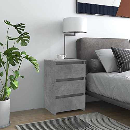 SDWEHO7 Nachttisch mit DREI Schubladen, Beistelltisch, Nachtkommode für Boxspringbett, Nachtschrank, Beistellschränke, Schlafzimmer-Möbel, Lampentisch, Betongrau 40x35x62,5 cm Holzwerkstoff