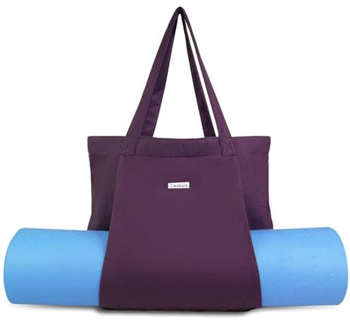 Cwokarb Yogatasche Damen mit Nassfach, Flaschenhalter und Durchgehendem Reißverschluss,Matte Einfach Herausnehmen für Pilates, Reisen, Training, Büro (Lila)