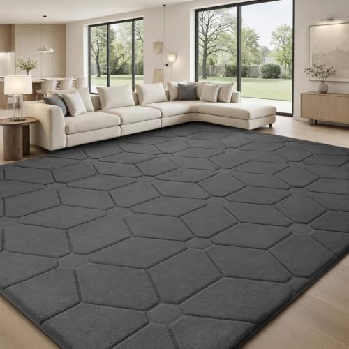 Treeboy Teppich Wohnzimmer Groß 120x160 cm Teppiche Grau Flauschiger Weich | Moderne Waschbarer Teppiche Kurzflor Wohnzimmerteppich Rutschmatte waschbar Für Schlafzimmer Kinderzimmer, Büro Carpet Gegend