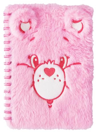 Paladone Care Bears Fluffy A5 Notebook – Cheer Bear Plush Cover Journal with 160 Lined Pages, Spiral-Bound Notepad for School, Work & Home – Cute Retro Stationery Gift for Care Bears Fans