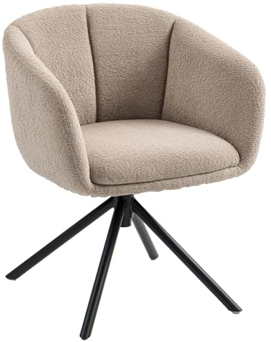 HOMCOM Sessel Wohnzimmer Loungesessel Relaxsessel mit Metallbeine Lesesessel mit Leinenoptik, Polstersessel für Schlafzimmer Hellbraun