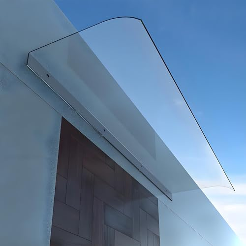 Marquesina para Puerta de Entrada y Ventana en Policarbonato 120 100 90 80 70 60 50 40 cm Tejadillo Arqueado Exterior con Protección UV, contra Lluvia y Sol(Clear,80x35cm/31.5x13.8in)