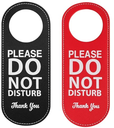 Do Not Disturb Door Sign, 2 Pack Double Sided Office Door Sign with Red and Black, Meeting in Progress Sign for Office and Home, 22.8 x 8.5 cm