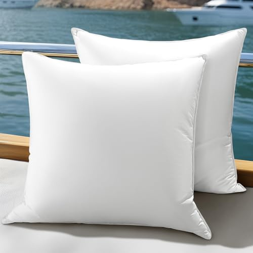 DEITAS Kissen 80x80 cm Daunenfüllung – kochfestes Federkissen bei 60°C waschbar – trocknergeeignet(Weiß,80x80 cm (2 Stück))