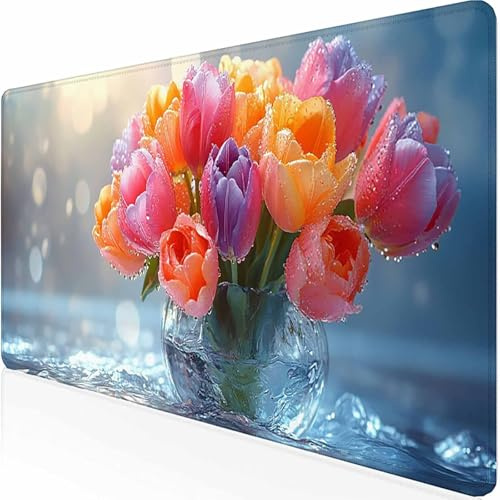 XXL Gaming Mauspad 120x60cm Farbe Strauß Mousepad Vernähte Kanten & wasserabweisend - Gaming Zubehör Mit Rutschfester Gummibasis- Mauspad für Gamer PC - Maus und Tastatur Pad - Geschenke -z1c09934
