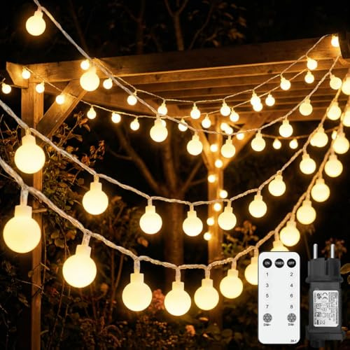 Kimuwote Guirnalda Luces, 35M 300LED Cadena de Luces Para Exterior/Interior con Enchufe, Guirnaldas Luminosas Decorativas Para Habitación Infantil, Balcones, Jardín, Arbol de Navidad(Blanco Cálido)