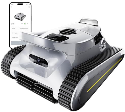 Poolroboter, Poolreiniger 45.000 Pa Saugleistung mit APP, 180 Min. 3 Modi Automatische Reinigt Poolboden, Wände und Wasserlinie, Poolsauger für Pools bis zu 200㎡