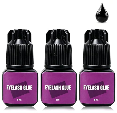 Xivicii 3 Pcs Lash Glue for Eyelash Extensions, Black Waterproof Lasting Individual Cluster Eye Lashes Strong Extension Glue