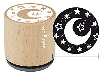 Woodies COLOP Holz-Stempel - Mond und Sterne - Abdruckgröße 30 mm