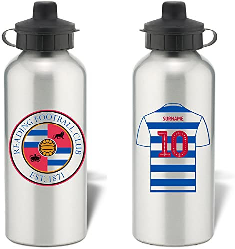 Personalised Shirt Design Aluminium Water Bottle for Reading FC fans - 600ml - Silver Bottle