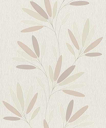 Rasch Tapeten Vliestapete (Floral) Weiß Beige 10, 05 M x 0, 53 M Tapetenwechsel 808704