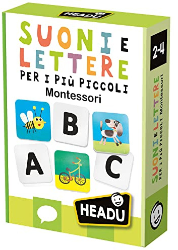 Headu Klänge und Buchstaben für die Kleinen Montessori Das Spiel, das Kinder darauf vorbereitet, zu lesen und zu schreiben, It22977 Lernspiel für Kinder 2-4 Jahre, Made in Italy
