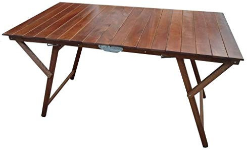 Tavolo richiudibile LAURA KATIA a strisce in legno 70 x 140 cm (Noce)