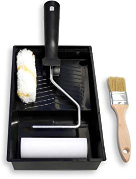 Kit Esmalte 2 Mini Rodillos de Pintura Antigoteo y Esmaltar con Cubeta y Pincel - Ideal para Lacar Metal, Madera y esmaltar - Calidad Profesional - 2 Rodillos 11 cm - Brocha 40 mm - Cubeta