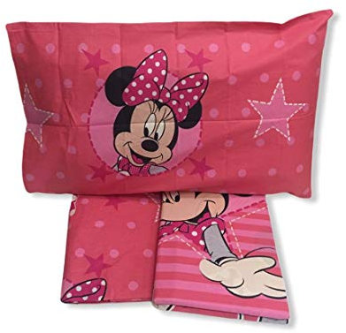 Disney Parure de lit Minnie 1 Place, Coton, Rose