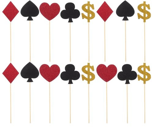 PRETYZOOM 27 Stücke Casino Kuchen Topper Glitzer Cupcake Picks Spielkarten Tortenstecker Geburtstag Kuchen Dekoration für Poker Spiel Hochzeit Brautdusche Las Vegas Party Deko