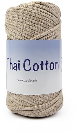 TRICOT CAFE' Thai Cotton - Cordino Intrecciato in Cotone Biologico - Fettuccia per Borse a Uncinetto - Macramè Accessori Fai da Te (Noce 304)