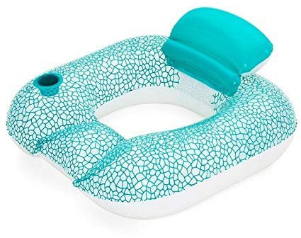 Quickdraw Adulte Bleu Gonflable Piscine Chaise Longue Chaise avec Clapet Oreiller & Porte-Gobelet