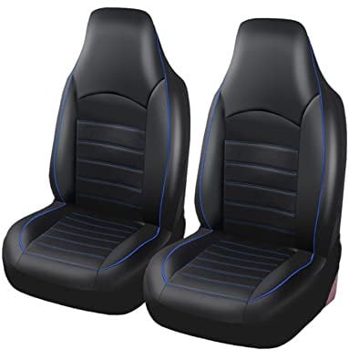 TOYOUN Klassisch Autositzbezüge Vordersitze Highback Universal Schonbezüge PU Leder Sitzschoner für Vorne Schwarz Blau Auto-Zubehör Innenraum