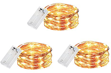 innotree 3 Pack Fairy Lights with Timer, Battery Copper Wire Fairy Lights 3M 30 LEDs Fairy Lights Christmas Battery Operated Waterproof Lights Bottle Decoration, Warm White