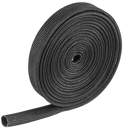 X AUTOHAUX Manchon de protection thermique en fibre de verre réglable pour fil de voiture - 3 m - 12 mm - Noir