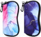 molshine 2-teiliges Weiches Sonnenbrillenetui,Neopren-Brillenbeutel mit Reißverschluss,Tragbare Brillentasche mit Haken für Damen und Herren(Violett & Lila)