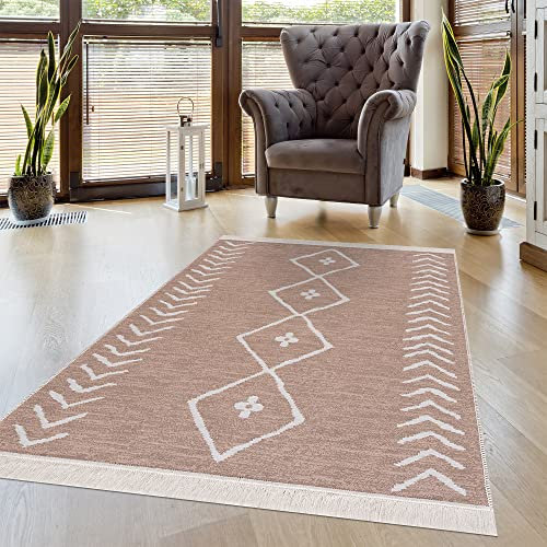 Pasha Home Teppich Läufer 160x230 cm Lizbon/Boho Teppich aus Baumwolle/Teppich für Wohnzimmer, Schlafzimmer, Küche, Bad, Kinderzimmer/Teppich Boho Style wendbar/Teppich Läufer beige