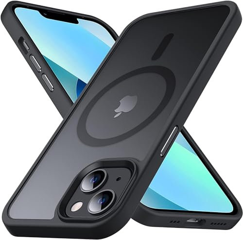 Anqrp Magnetic for iPhone 14 Case/iPhone 13 Case, Compatible with MagSafe Translucent Matte Hard Back Slim Fit Phone Cases Cover Protective Shockproof 6.1, Black