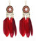 Earrings Elegante Ohrhänger Fransen Feder Lange Boho Rot