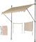 Mingone Klemmmarkise 2m Balkon Markise Wasserdicht Sonnenschutz Balkon ohne Bohren Freistehende Faltmarkise Markise mit Handkurbel, Beige, 200x120cm