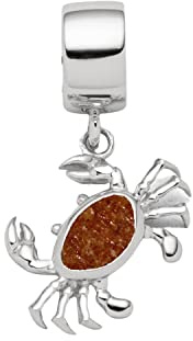 DUR Einzel Charm-Anhänger Krabbe für Damen aus 925er Sterling-Silber mit Bernstein, Farbe: Mehrfarbig, Maße: 1,9x1,2 cm, F315