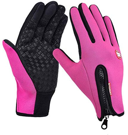 Premiume Warme Winddichte wasserdichte Touchscreen Handschuhe Unisex Winter Fahrrad Touchscreen Handschuhe, Warme Thermo Winddicht Radsporthandschuhe, Winterhandschuhe Sporthandschuhe (Rosa, M)