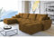 ML Furniture Velvet Ecksofa in U-Form – Senf Sofa – Couch mit Stauraum und Kissen - Ausziehbares Schlafsofa – Sofa mit Schlaffunktion - Schlafsofa mit Bettkasten – Gästebett – 365 x 189 cm