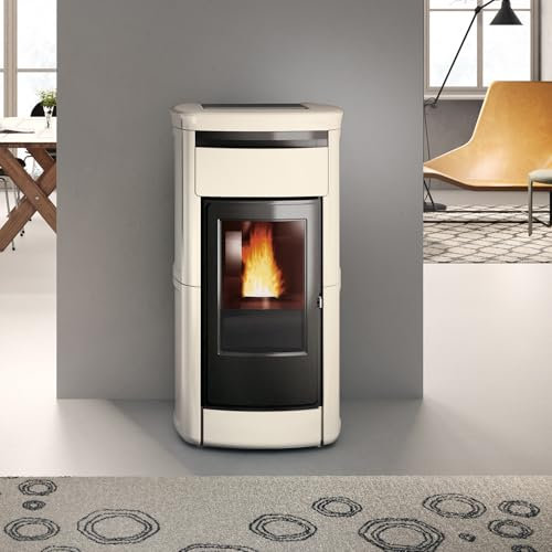 EdilKamin 812920_3 Kira2 H 22 Up wasserführender Pelletofen Keramik Pergament inkl. Kit R-FX/A++