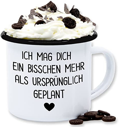 Emaille Tasse Blechtasse - Valentinstag Partner Freund & - Ich mag dich ein bisschen mehr als ursprünglich geplant - Männer Valentinstag-Geschenk Freundin Vermiss Dich Geschenk Denk an Dich Paare