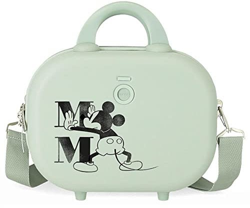 Disney Mickey Happiness Anpassbarer Kulturbeutel mit grünem Schultergurt 29 x 21 x 15 cm, starres ABS, 9,14 l, 2,52 kg