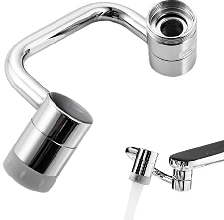 Stalf Rotation Extender, 1080 ° Rotierender Waschbecken, Wasserhahn-Belüfter, Wasserhahn-Extender, Universal Rotierender Großwinkel Roboterarm Wasserdüsen-Bubbler Düse