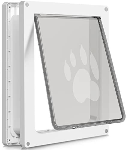 CEESC Puertas para Perros Grandes para Mascotas de Menos de 45 KG, Resistente al Viento y la Lluvia, Paneles Tipo Bayoneta, adecuadas para Puertas Interiores y Exteriores, Blancas