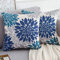 2er Set Kissenbezug 50 x 50 Dekokissen Sofakissen Deko Kissenbezüge Quadratisch Marineblau und Grau Moderne Blume Leinen Couchkissen Bezüge für Sofa Stuhl Garten Indoor Outdoor Kissen, 2er Set
