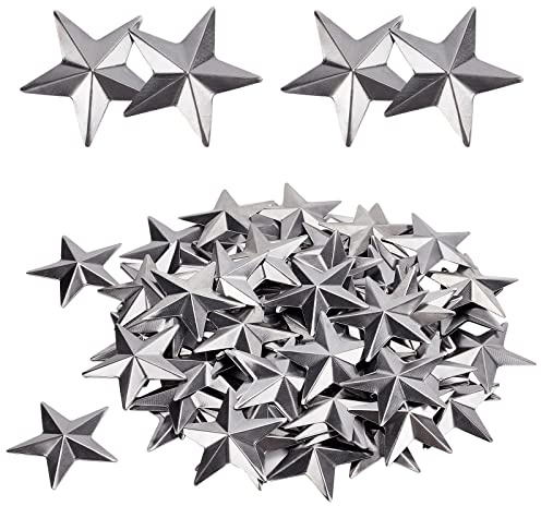 GORGECRAFT 100PCS 2 Primitive Silver Metal Star Vintage Rustic Galvanized Stars Three Dimensional Christmas Tree Stars for Hanging Wall Holiday Wreath Decor Craft Handmade Accessory