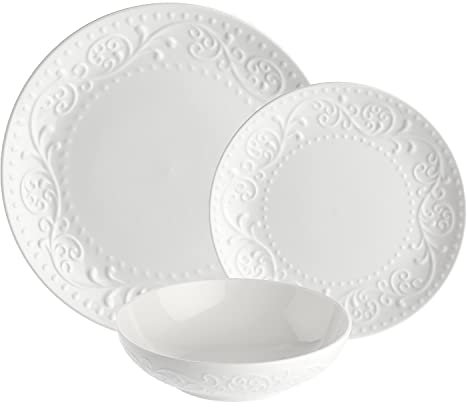 LA Porcelaine Blanche - Set Table de 18 Assiettes Rêvante