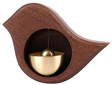 Bell for Door Opening, Magnetic Type Bird Shape Crisp Sound Wooden Bell, Entry Doorbell Gate Bell Chime with Brass Bell, Hanging Bell for Door Entrance Fridge Shop(Size:10x8cm)