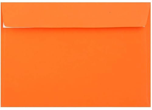 C5 (162 x 229 mm) farbige Umschläge, perfekt für A5-Weihnachtskarten, Grußkarten, Hochzeitseinladungen, Bastelarbeiten und vieles mehr, Packung mit 100 Umschlägen, Orange mit Haftklebung
