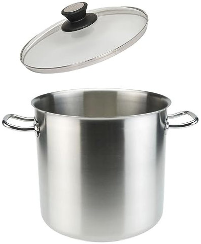 SKK großer Gastro Kochtopf Induktion 32 cm - 18/10 Edelstahl Suppentopf für Gastronomie & Großküchen & Edelstahlrand-Deckel
