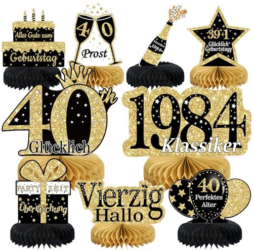 40. Geburtstag Männer 9 Stk Schwarze Goldene Bienenwabe Mittelstück Tischdeko Geburtstag,40 Geburtstag Deko,40 Geburtstag Party Deko Für Frauen Und Mann,Geschenke Für Männer Geburtstag (Deutsche)